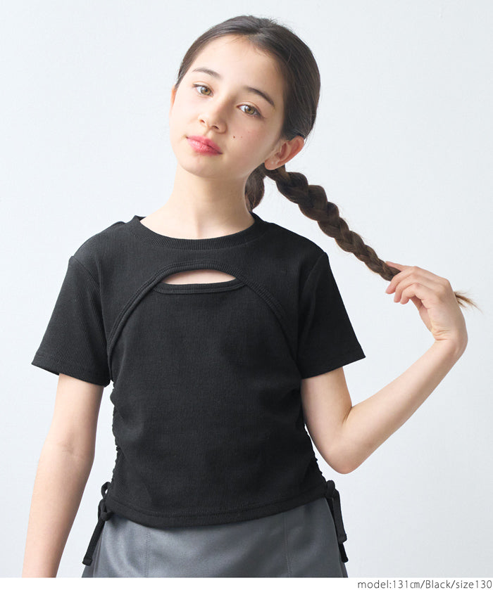 Short-sleeved top with kids' collar