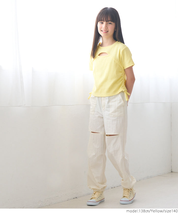 Short-sleeved top with kids' collar