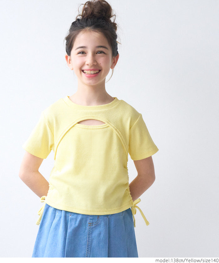 Short-sleeved top with kids' collar
