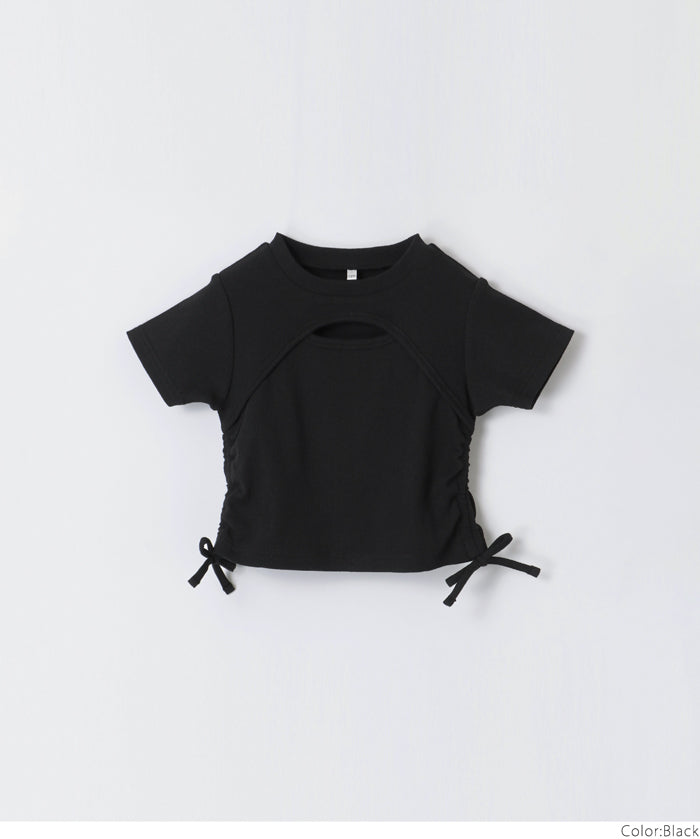Short-sleeved top with kids' collar