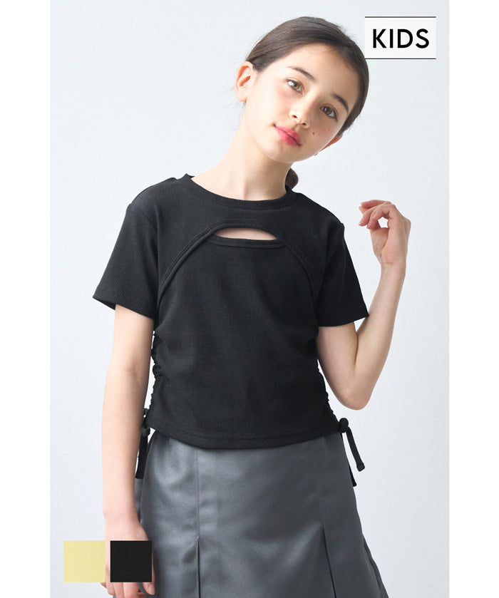 Short-sleeved top with kids' collar