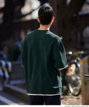 【Embossed function】Men's fake two-piece layered round neck top