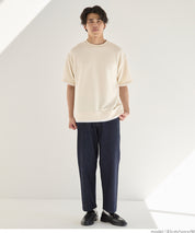 【Embossed function】Men's fake two-piece layered round neck top