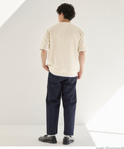 【Embossed function】Men's fake two-piece layered round neck top