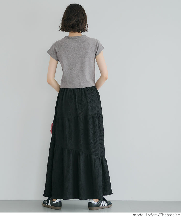 Number LOGO Threaded Cropped Slim Fit T-Shirt