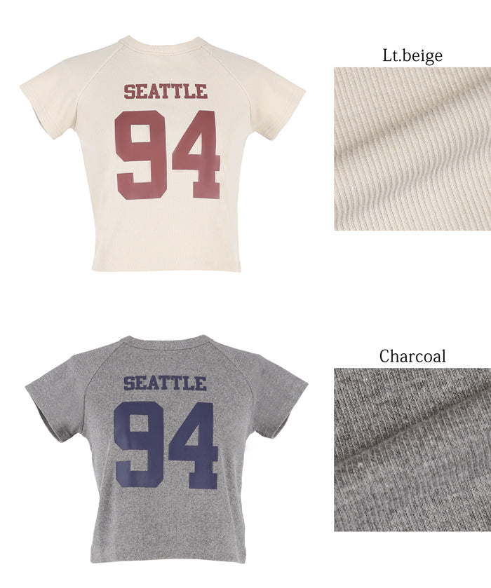 Number LOGO Threaded Cropped Slim Fit T-Shirt