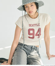 Number LOGO Threaded Cropped Slim Fit T-Shirt