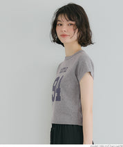 Number LOGO Threaded Cropped Slim Fit T-Shirt