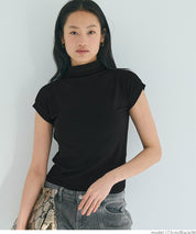 Mock Neck Slim Fit Knit French Sleeve Top