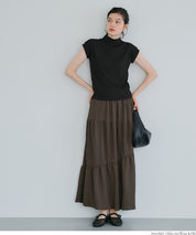 Mock Neck Slim Fit Knit French Sleeve Top