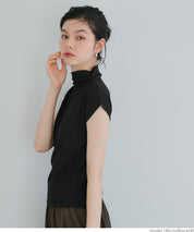 Mock Neck Slim Fit Knit French Sleeve Top