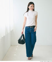 Mock Neck Slim Fit Knit French Sleeve Top