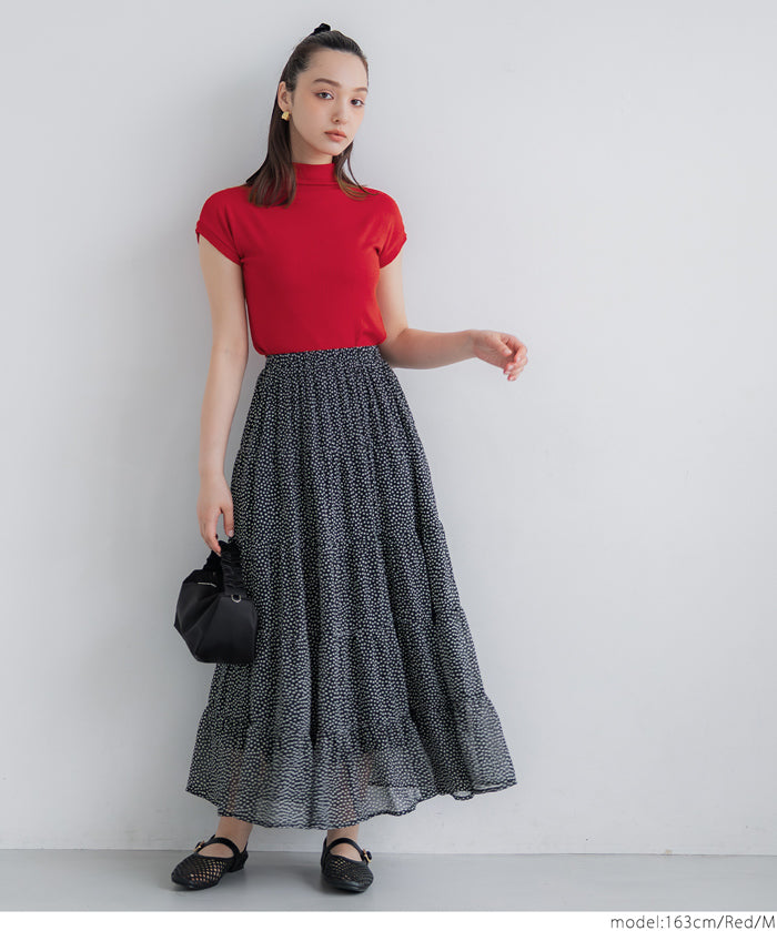 Mock Neck Slim Fit Knit French Sleeve Top