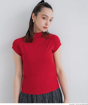 Mock Neck Slim Fit Knit French Sleeve Top