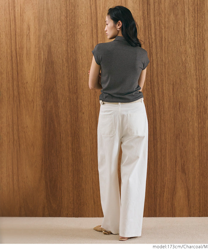 Mock Neck Slim Fit Knit French Sleeve Top