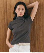 Mock Neck Slim Fit Knit French Sleeve Top