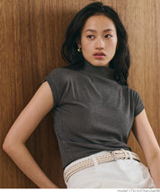 Mock Neck Slim Fit Knit French Sleeve Top