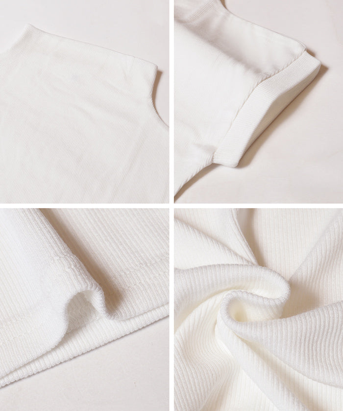 Mock Neck Slim Fit Knit French Sleeve Top