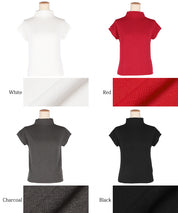 Mock Neck Slim Fit Knit French Sleeve Top