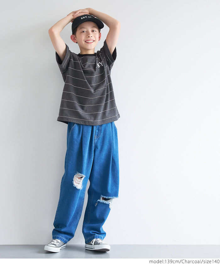 KIDS LOGO STRIPED SHORT SLEEVE TOP