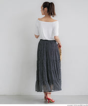 "Featured" One-shoulder ribbed solid color short-sleeved T-shirt