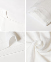 "Featured" One-shoulder ribbed solid color short-sleeved T-shirt