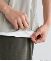 Men's Japanese style layered fake two-piece design round neck solid color T-shirt