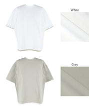 Men's Japanese style layered fake two-piece design round neck solid color T-shirt