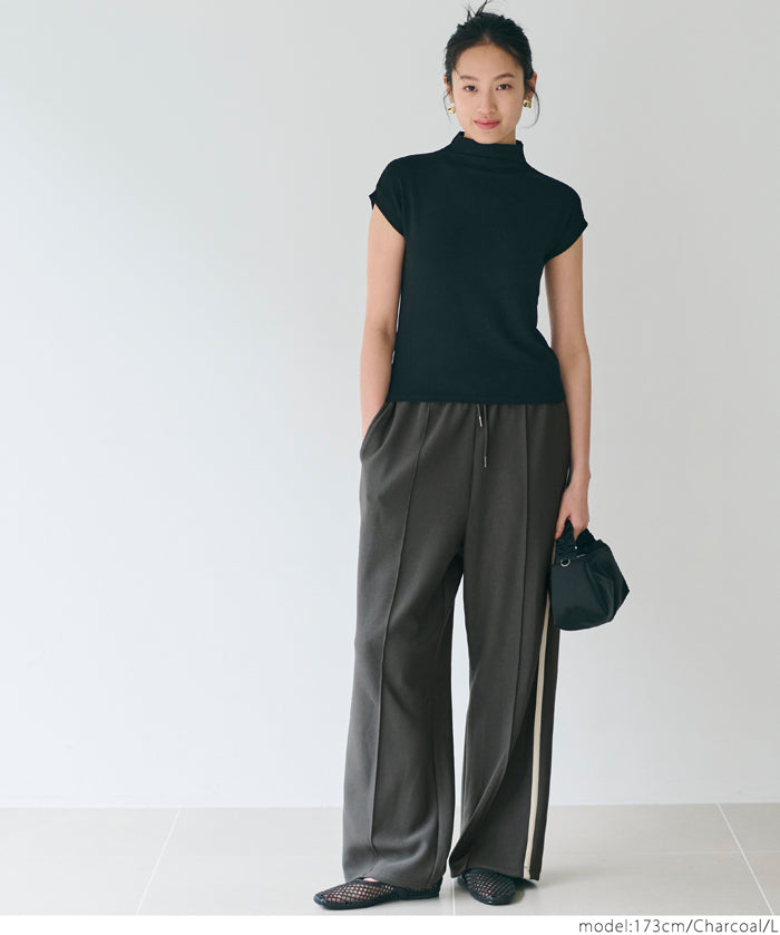 Sporty side-line straight-leg casual wide-leg pants