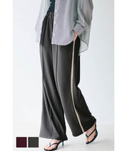 Sporty side-line straight-leg casual wide-leg pants