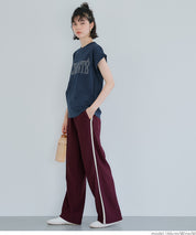 Sporty side-line straight-leg casual wide-leg pants