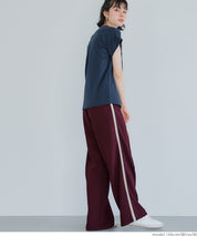 Sporty side-line straight-leg casual wide-leg pants