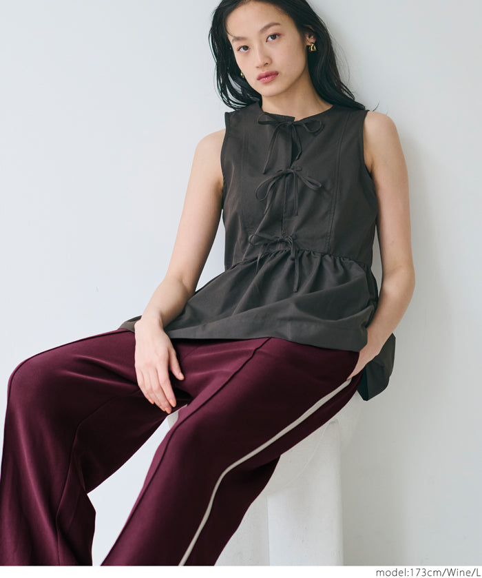 Sporty side-line straight-leg casual wide-leg pants