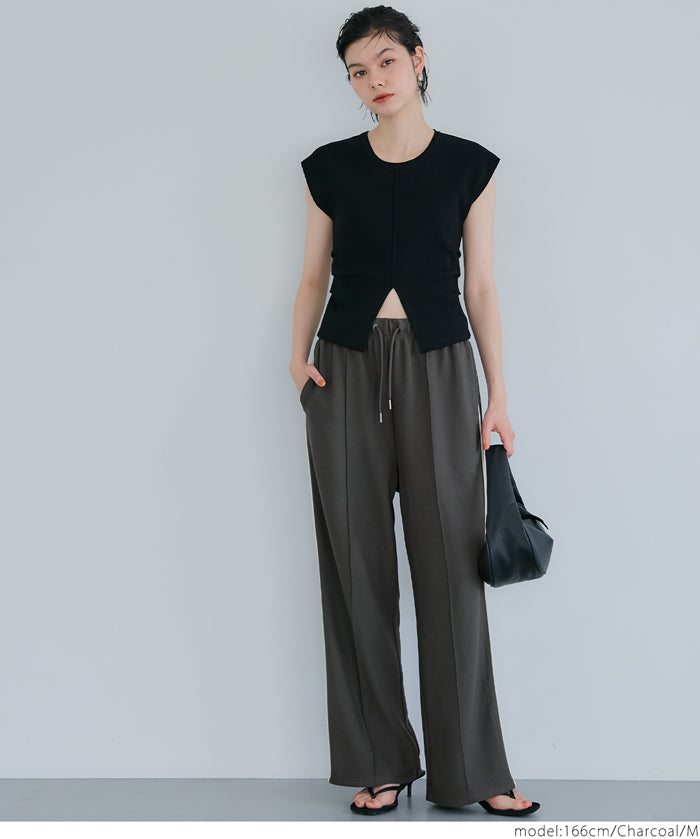 Sporty side-line straight-leg casual wide-leg pants