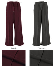 Sporty side-line straight-leg casual wide-leg pants