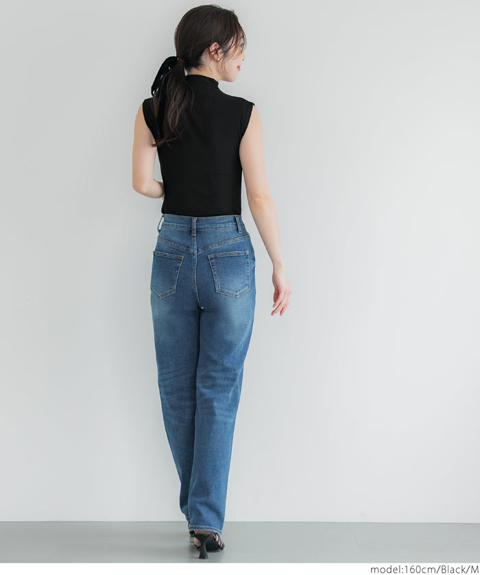 Temperament Half Turtleneck Sleeveless Knit Top