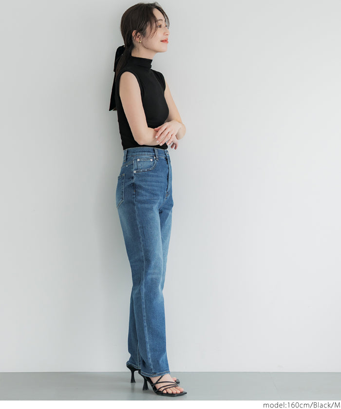 Temperament Half Turtleneck Sleeveless Knit Top