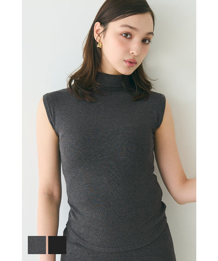 Temperament Half Turtleneck Sleeveless Knit Top