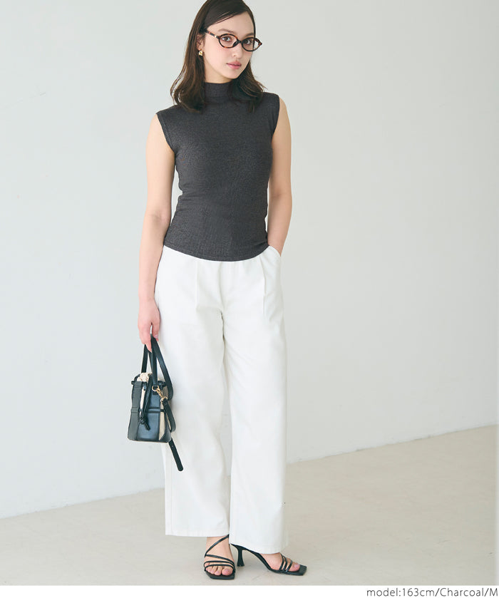 Temperament Half Turtleneck Sleeveless Knit Top
