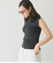 Temperament Half Turtleneck Sleeveless Knit Top