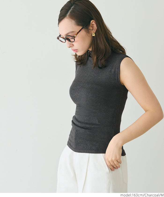 Temperament Half Turtleneck Sleeveless Knit Top