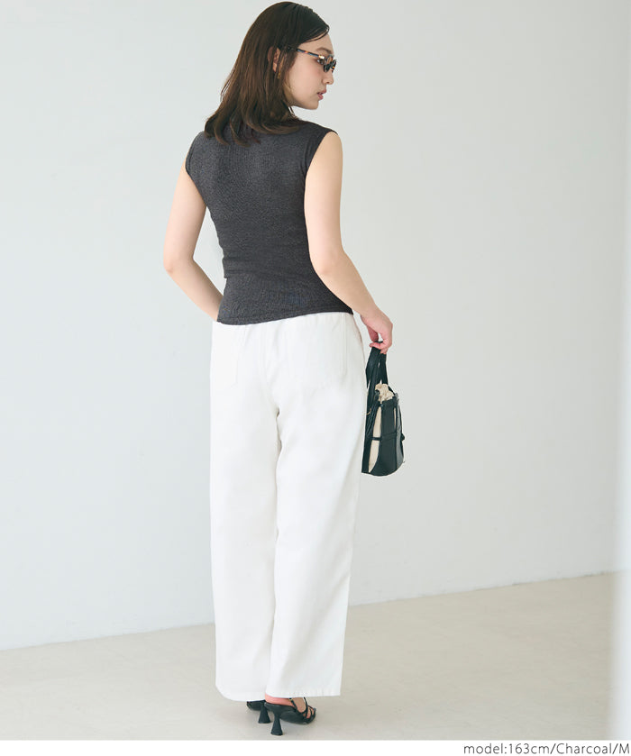 Temperament Half Turtleneck Sleeveless Knit Top