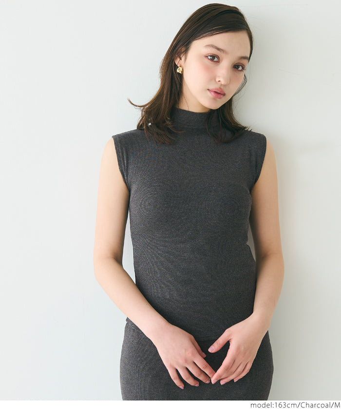 Temperament Half Turtleneck Sleeveless Knit Top