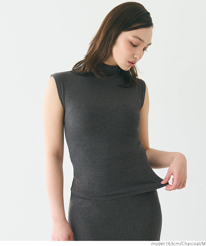 Temperament Half Turtleneck Sleeveless Knit Top