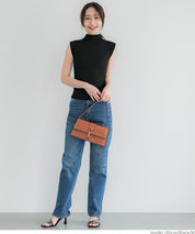 Temperament Half Turtleneck Sleeveless Knit Top