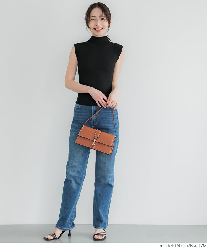 Temperament Half Turtleneck Sleeveless Knit Top