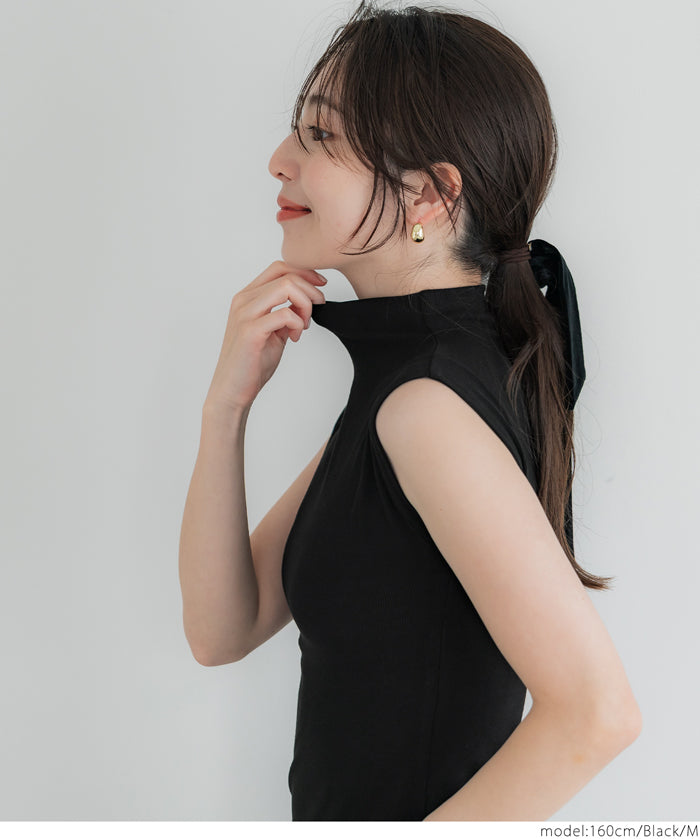 Temperament Half Turtleneck Sleeveless Knit Top