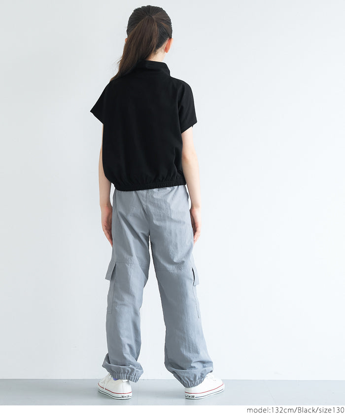 Kids Sportswear Zippered Short Sleeve Top