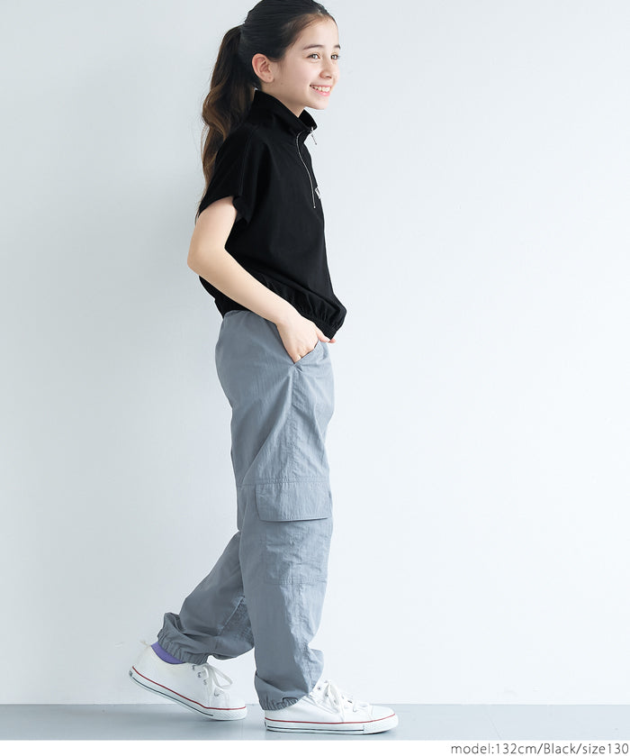 Kids Sportswear Zippered Short Sleeve Top