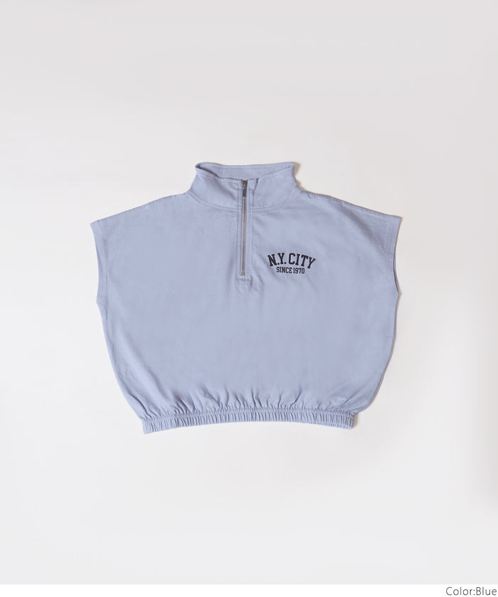 Kids Sportswear Zippered Short Sleeve Top